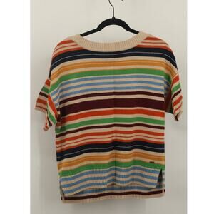 Tommy Hilfiger Women's Striped Sweater Round Neck Short Sleeve Size M Multicolor